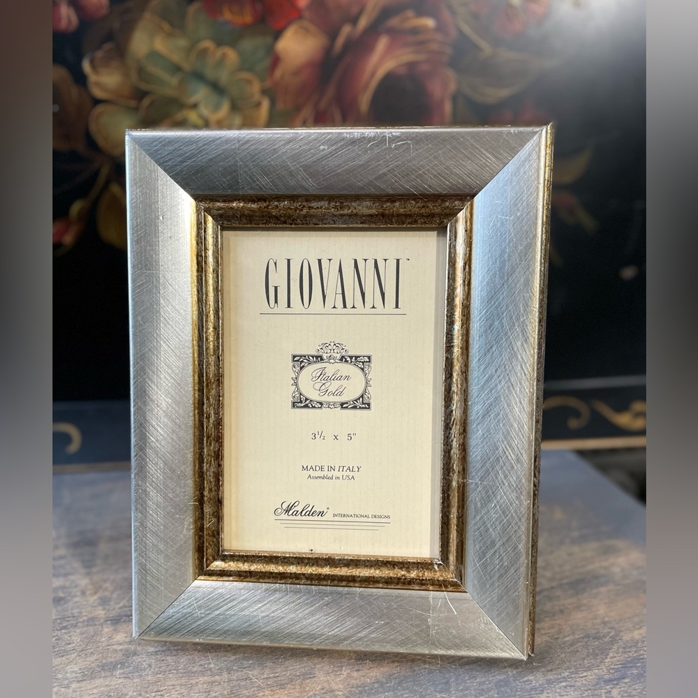 vintage Giovanni silver & gold picture photo frame 3 1/2 x 5 Italy